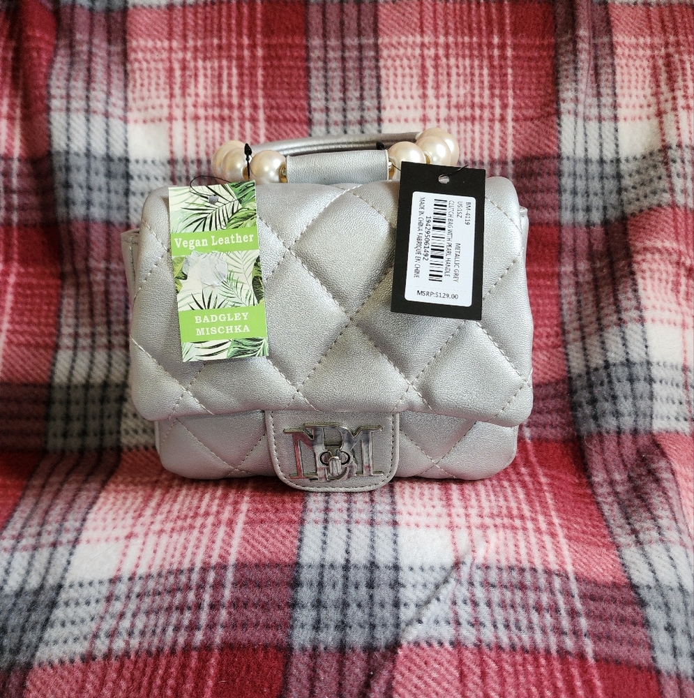 Badgley Mischka Silver Quilted Mini Bag